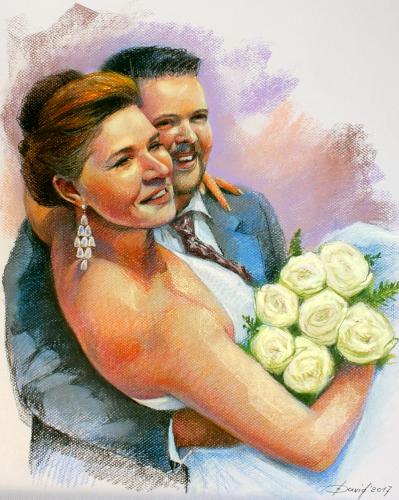 Hochzeitsportrait  Pastell auf Papier